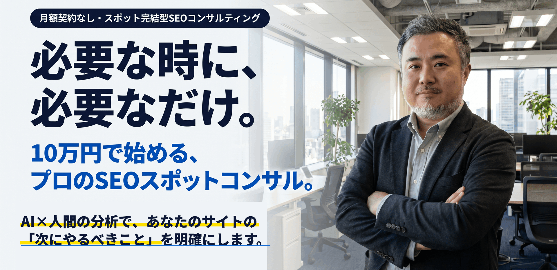 必要な時に、必要なだけ。10万円で始める、プロのSEOスポットコンサル。