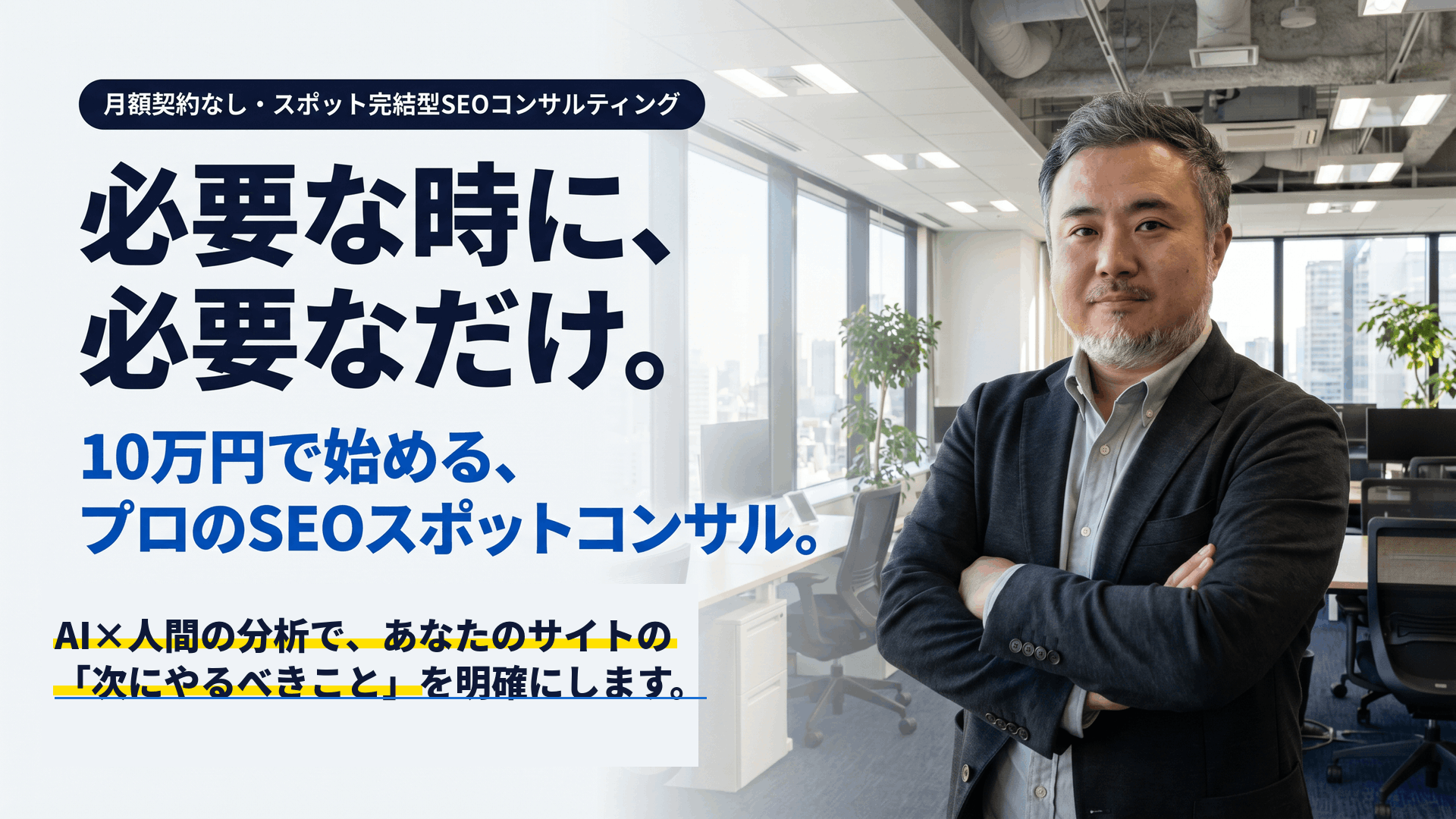 必要な時に、必要なだけ。10万円で始める、プロのSEOスポットコンサル。